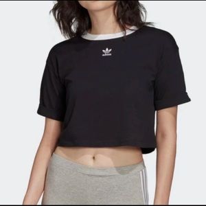 Adidas Originals Black Crop Top Trefoil T-Shirt